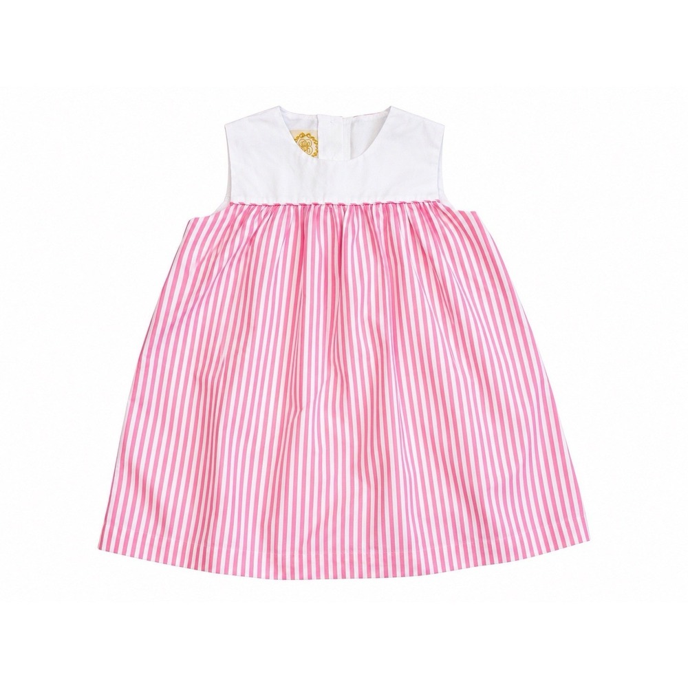 The Beaufort Bonnet Company Dress Girls 6 Pink Striped Preppy Coastal Southern